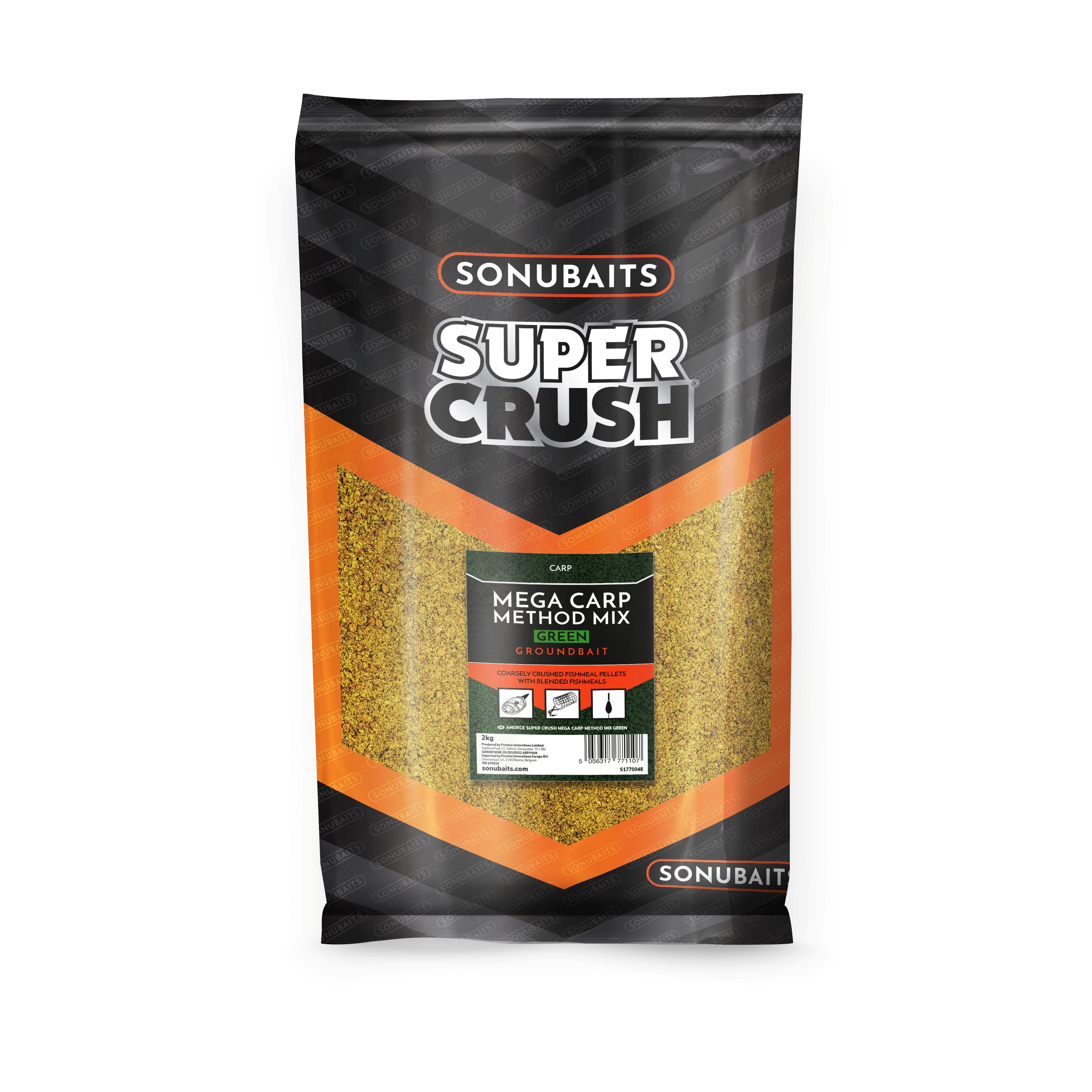 SUPERCRUSH MEGA CARP METHOD MIX GREEN GROUNDBAIT 2kg - SONUBAITS